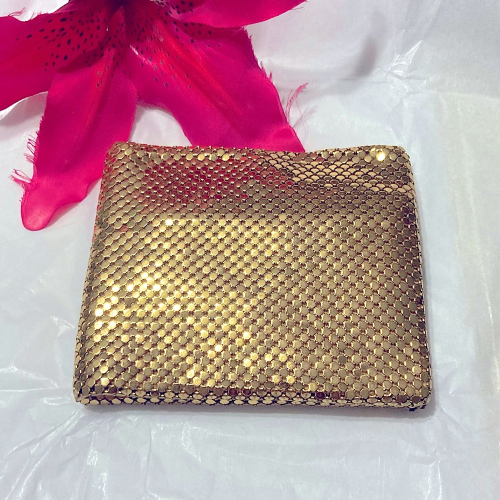 Whiting & Davis Vintage Gold Metal Mesh Billfold w/Change Purse Wallet MINTY!!